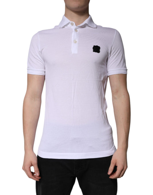 Dolce & Gabbana White Cotton Logo Collared Polo Men's T-shirt