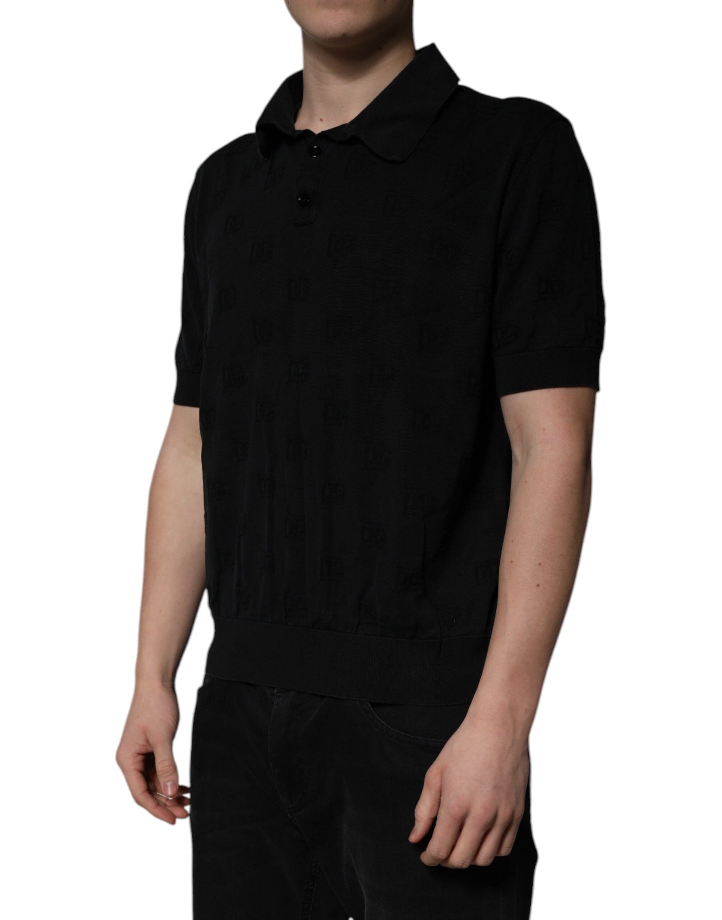 Dolce & Gabbana Black Silk Collared Polo Men's T-shirt ()