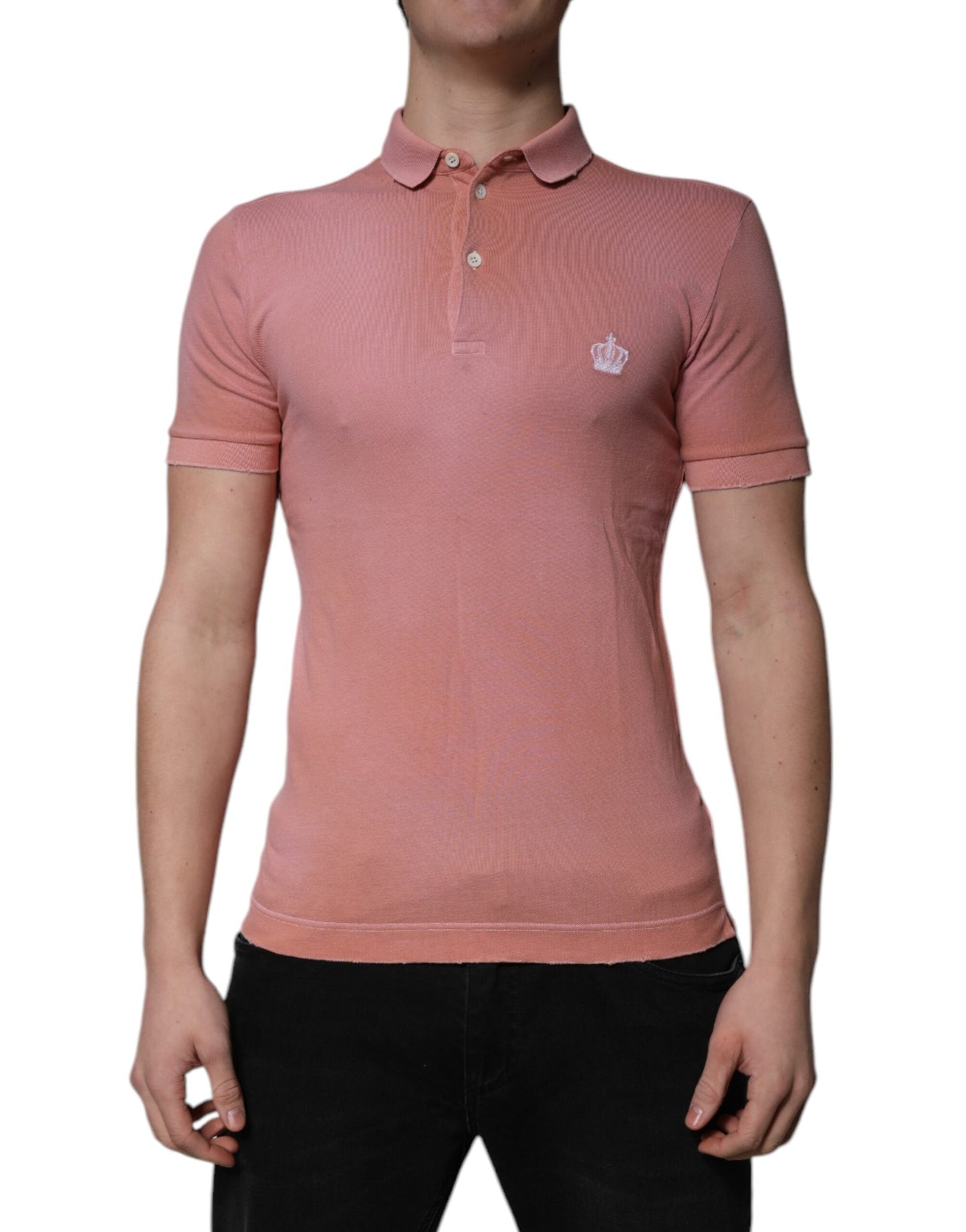 Dolce & Gabbana Pink Cotton Crown Collared Polo Men's T-shirt ()