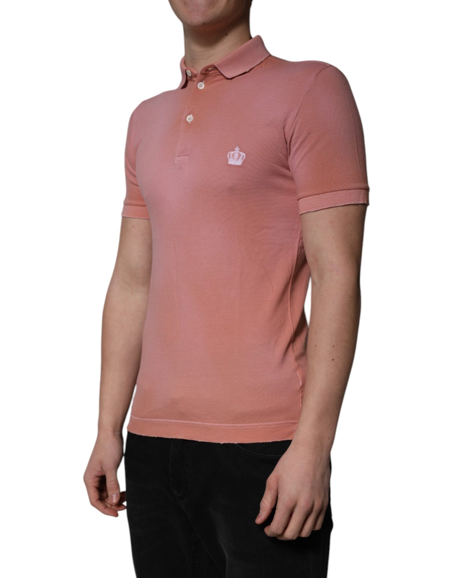 Dolce & Gabbana Pink Cotton Crown Collared Polo Men's T-shirt ()