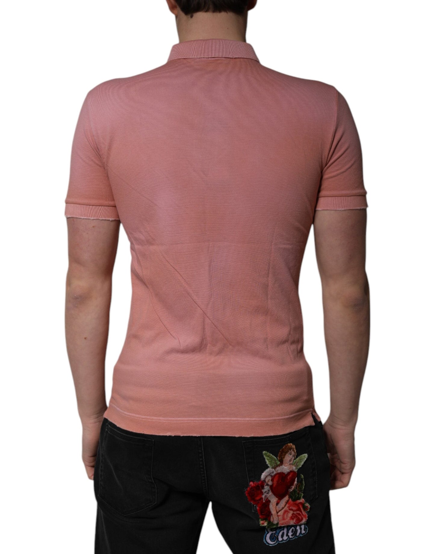 Dolce & Gabbana Pink Cotton Crown Collared Polo Men's T-shirt ()