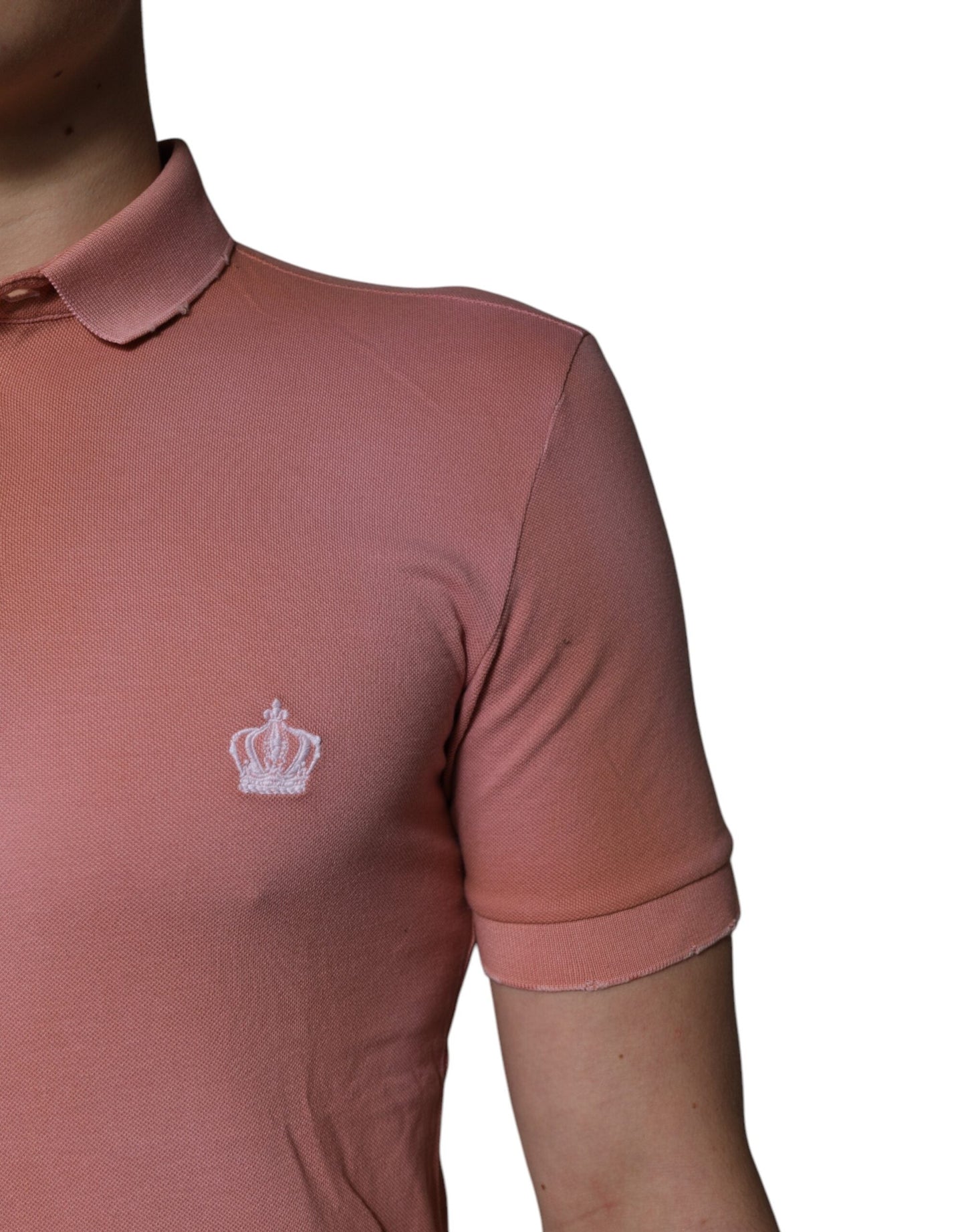 Dolce & Gabbana Pink Cotton Crown Collared Polo Men's T-shirt ()