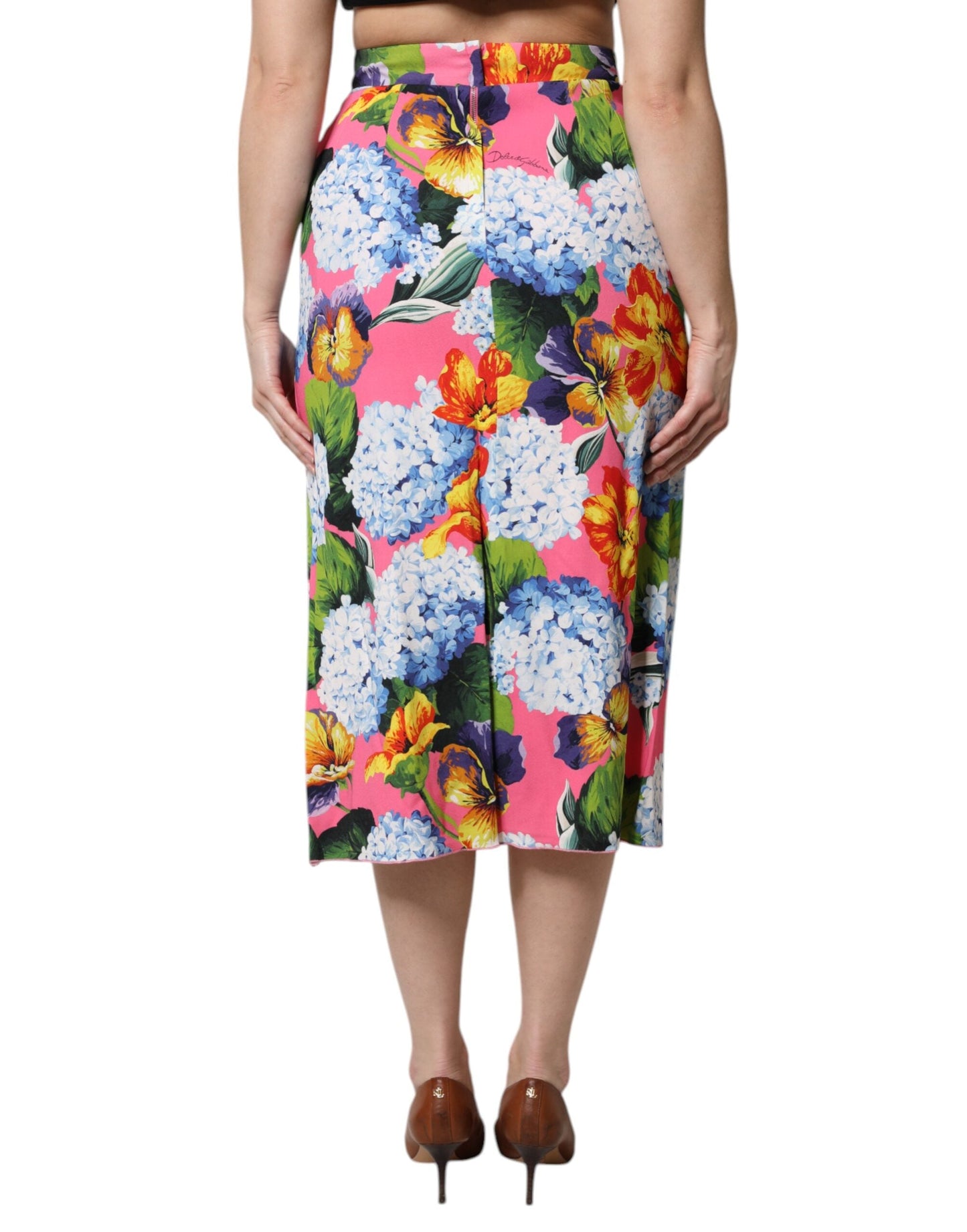 Dolce & Gabbana Multicolor Floral High Waist Midi Women's Skirt