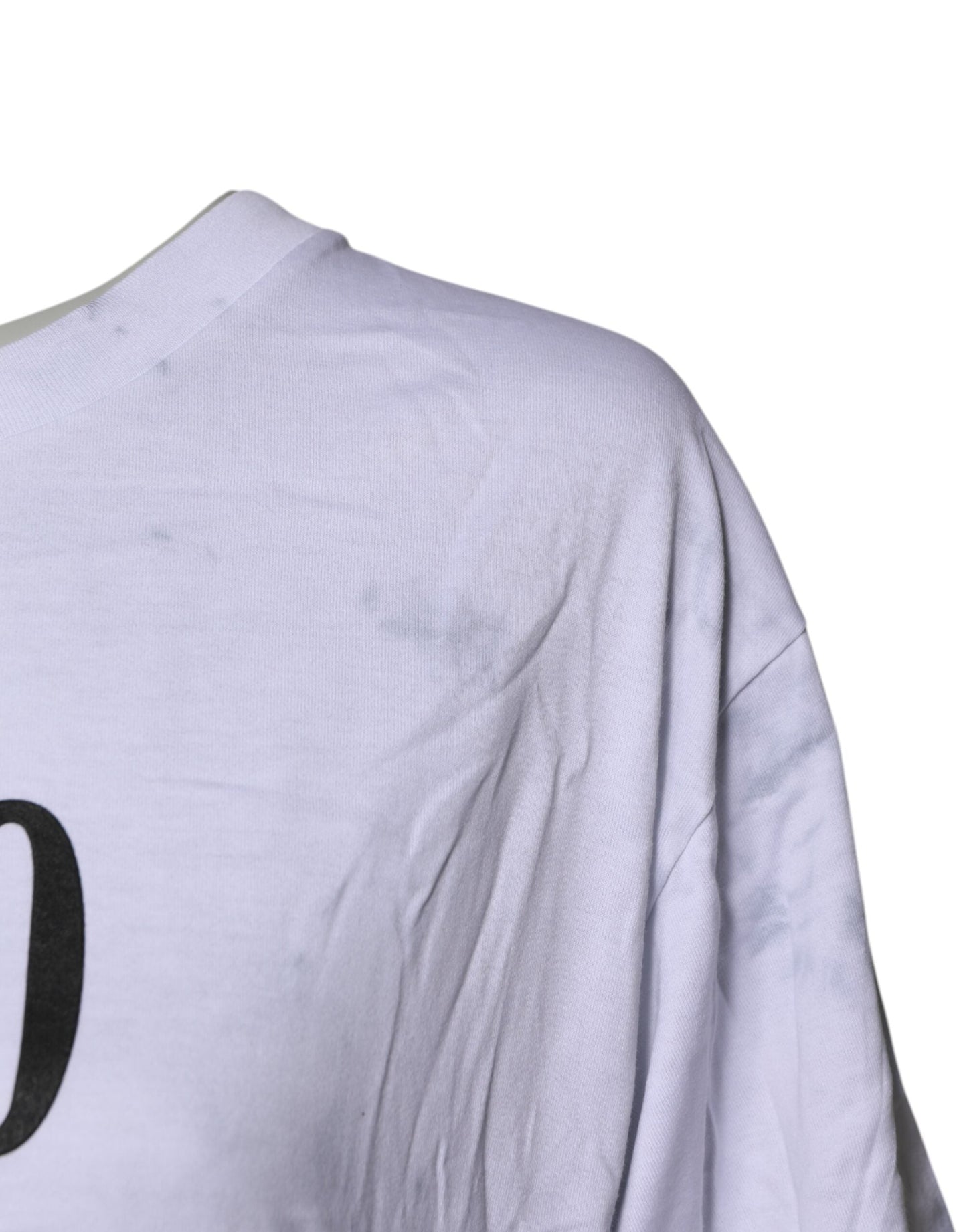 Dolce & Gabbana White Print Lace-Up Cotton Crew Neck Women's T-shirt ()