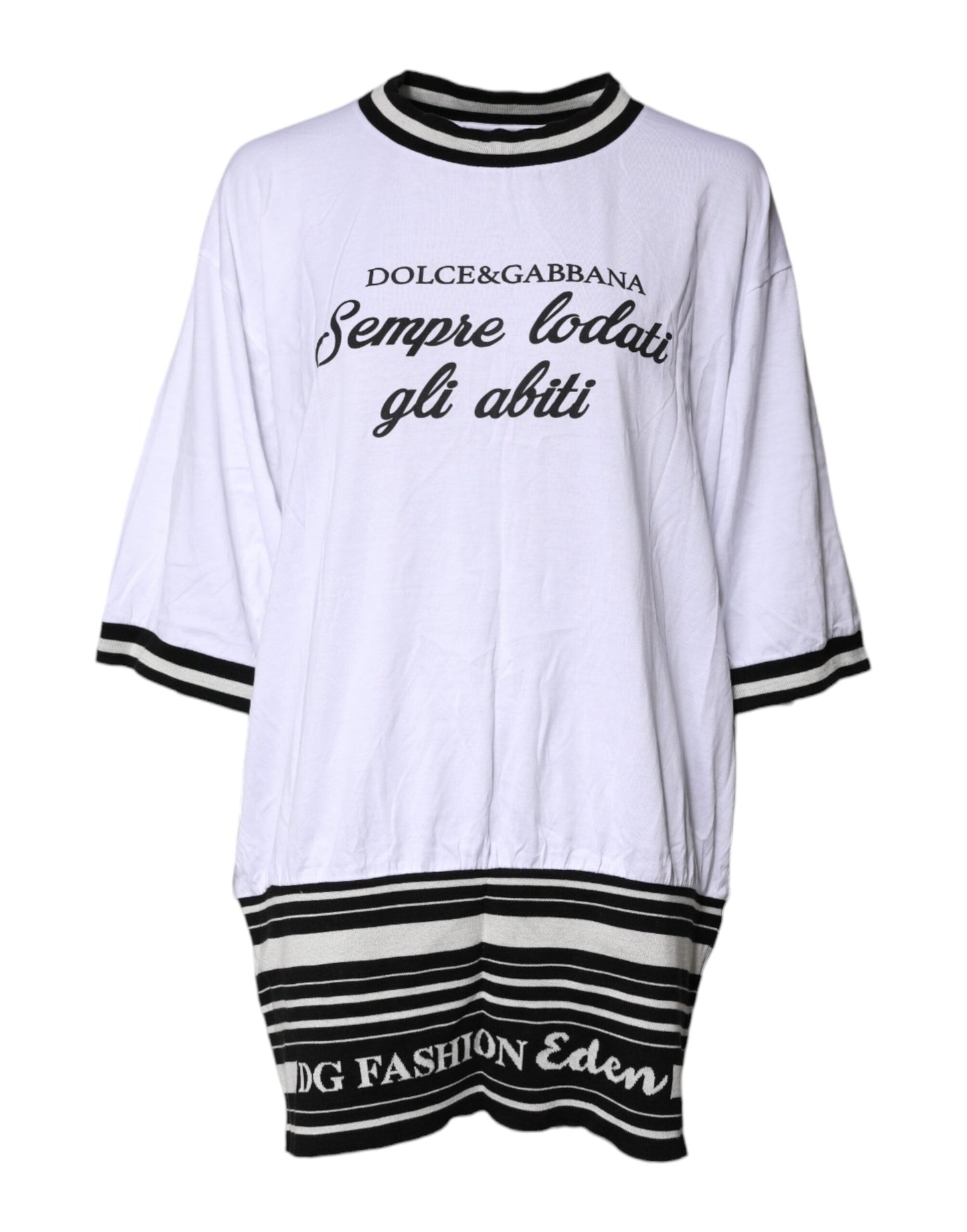 Dolce & Gabbana White Cotton DG Fashion Crew Neck Tee Women's T-shirt ()