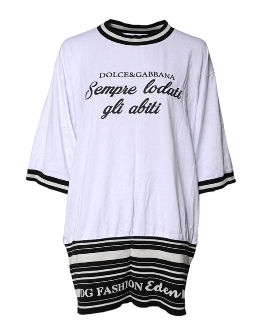Dolce & Gabbana White Cotton DG Fashion Crew Neck Tee Women's T-shirt ()