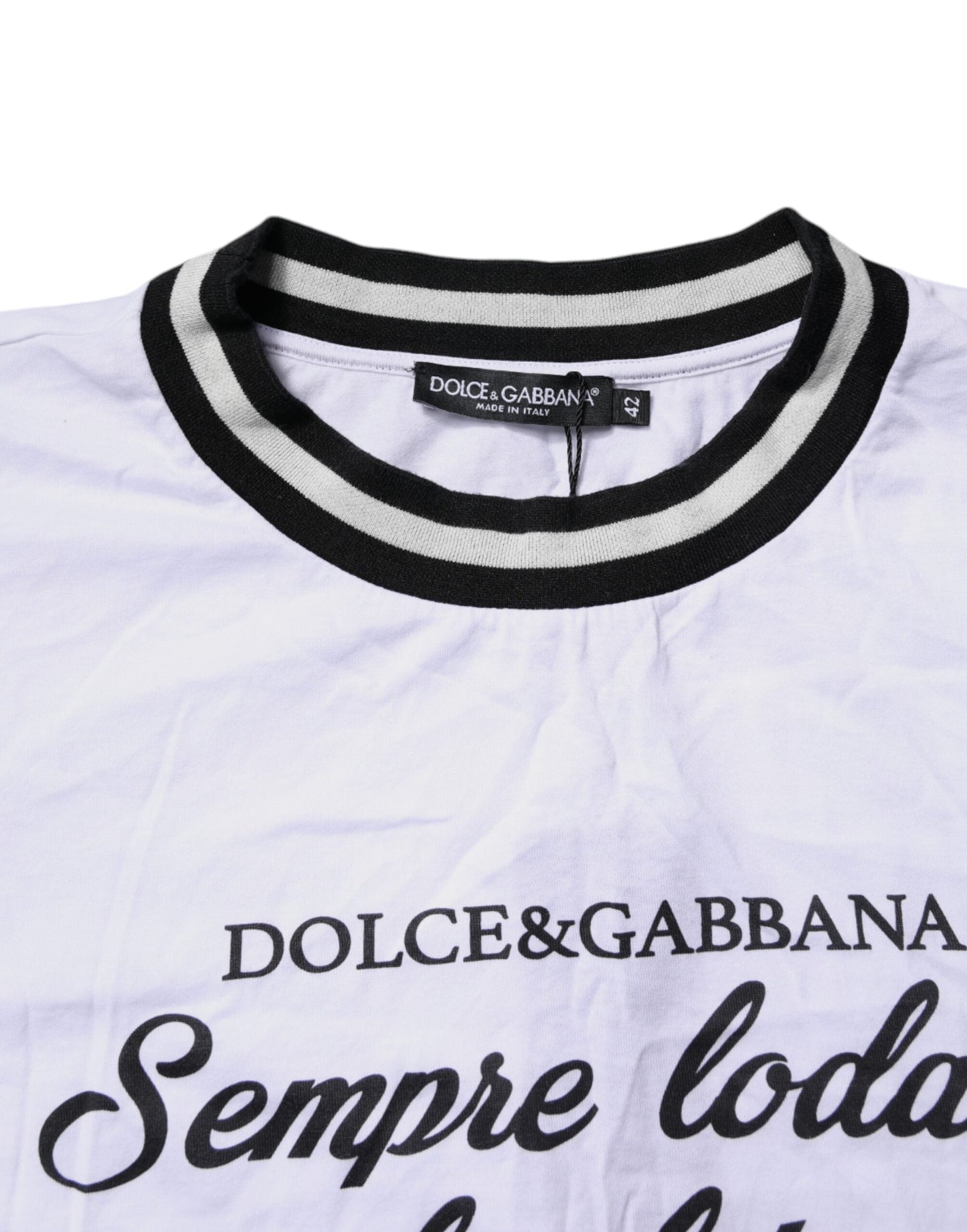 Dolce & Gabbana White Cotton DG Fashion Crew Neck Tee Women's T-shirt ()