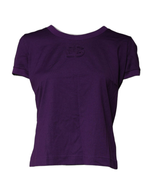 Dolce & Gabbana Violet Cotton Crewneck Short Sleeves Women's T-shirt ()