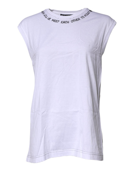 Dolce & Gabbana White Cotton Sleeveless Printed Tank Women's T-shirt ()