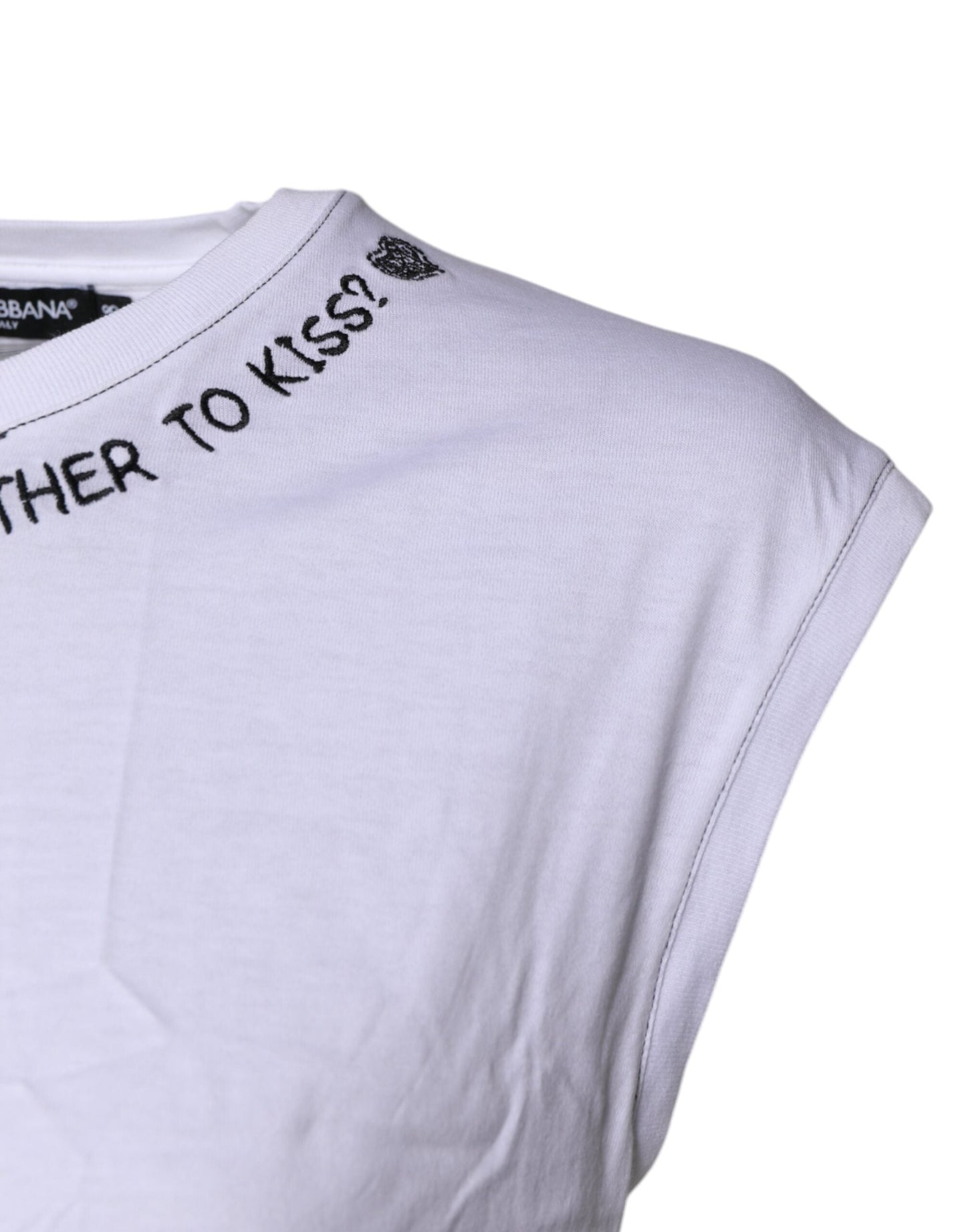 Dolce & Gabbana White Cotton Sleeveless Printed Tank Women's T-shirt ()