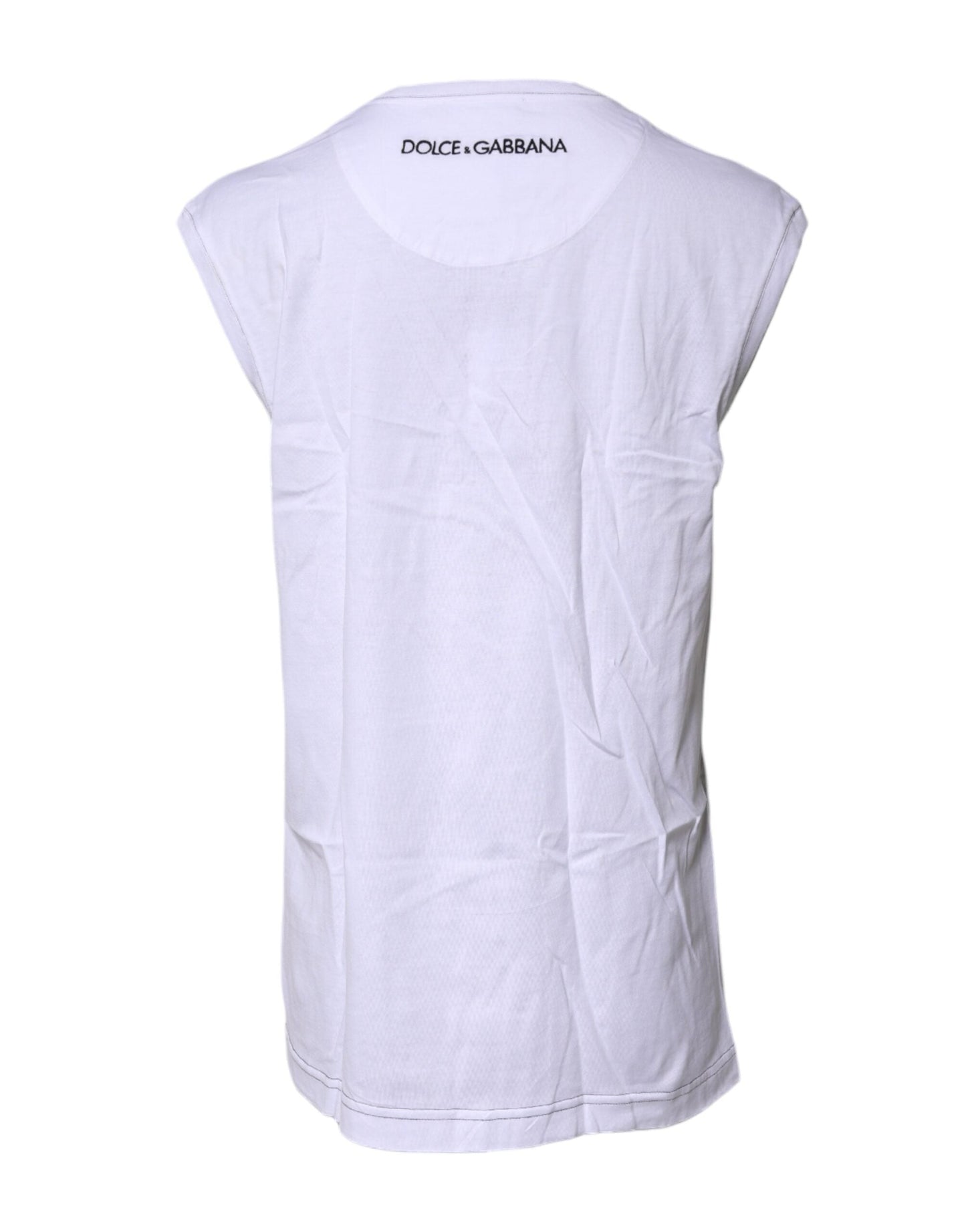Dolce & Gabbana White Cotton Sleeveless Printed Tank Women's T-shirt ()