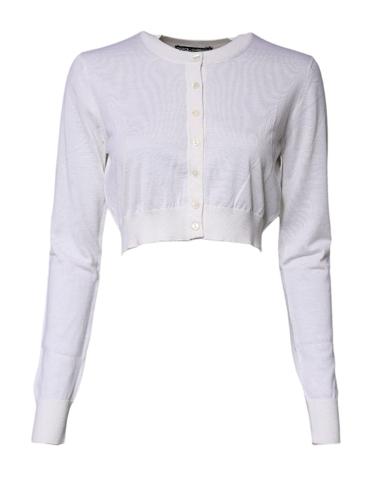 Dolce & Gabbana Cream Cashmere Knit Cropped Cardigan Women's Sweater ()