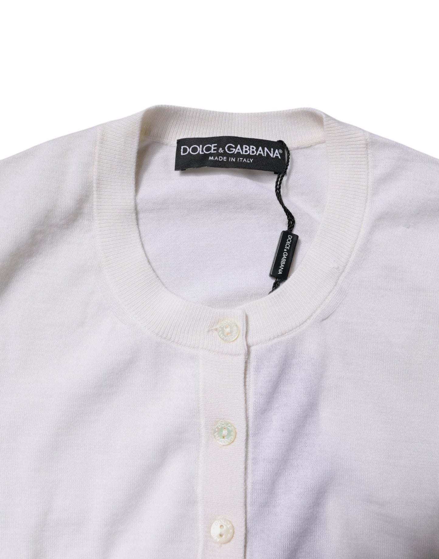 Dolce & Gabbana Cream Cashmere Knit Cropped Cardigan Women's Sweater ()