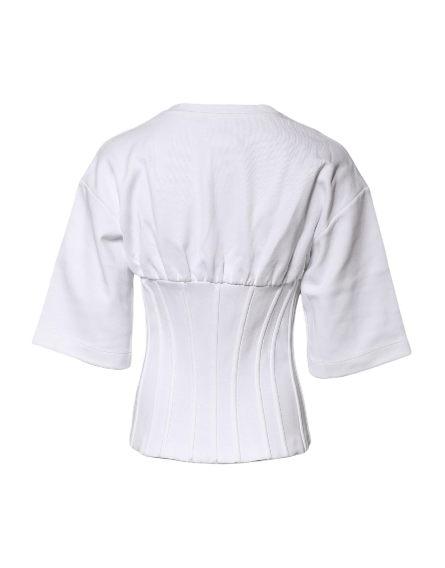 Dolce & Gabbana White Cotton Blend 3/4 Sleeves Blouse Women's Top ()