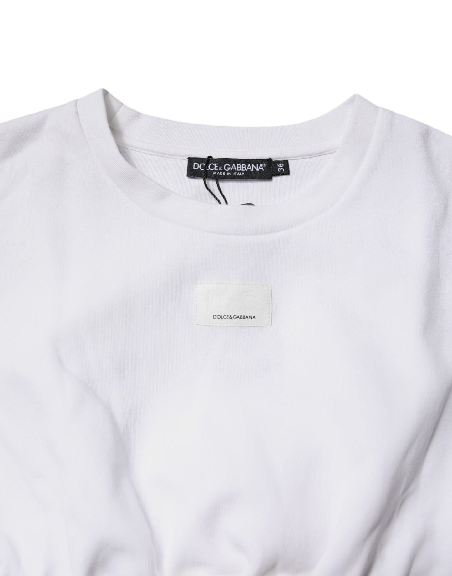 Dolce & Gabbana White Cotton Blend 3/4 Sleeves Blouse Women's Top ()