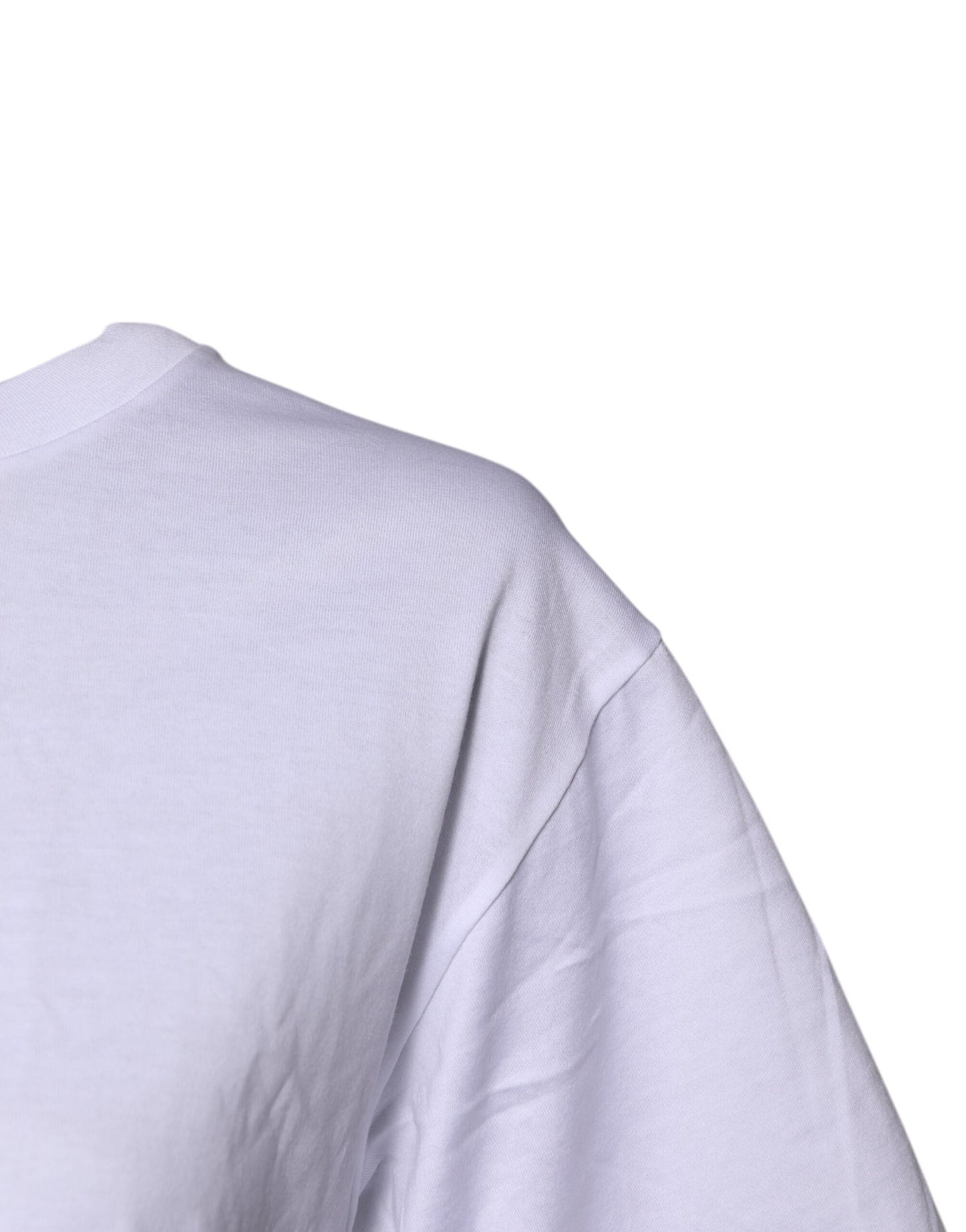 Dolce & Gabbana White Printed Round Neck Top Cotton Women's T-shirt ()