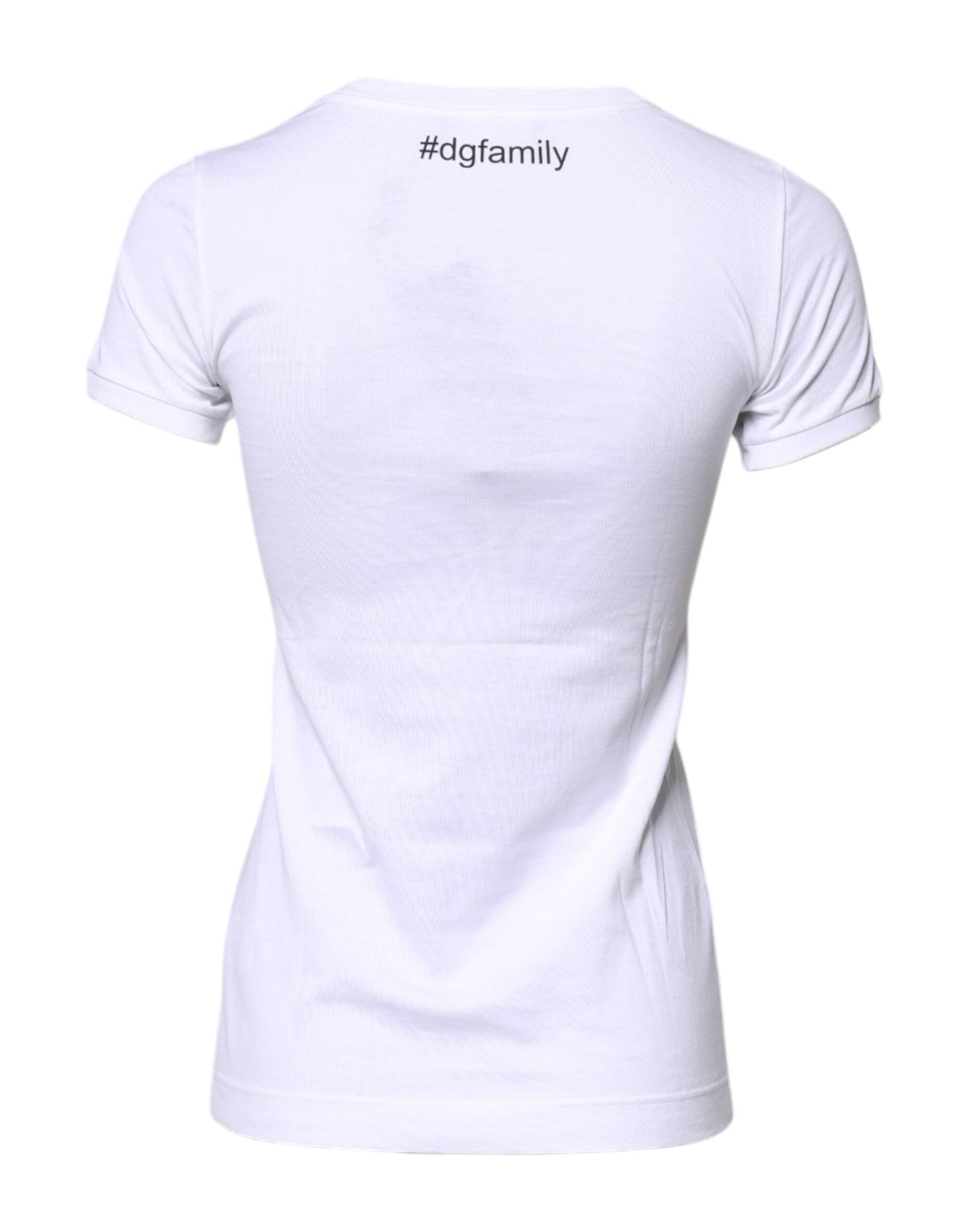 Dolce & Gabbana White Cotton #DGFAMILY Embroidery Women's T-shirt