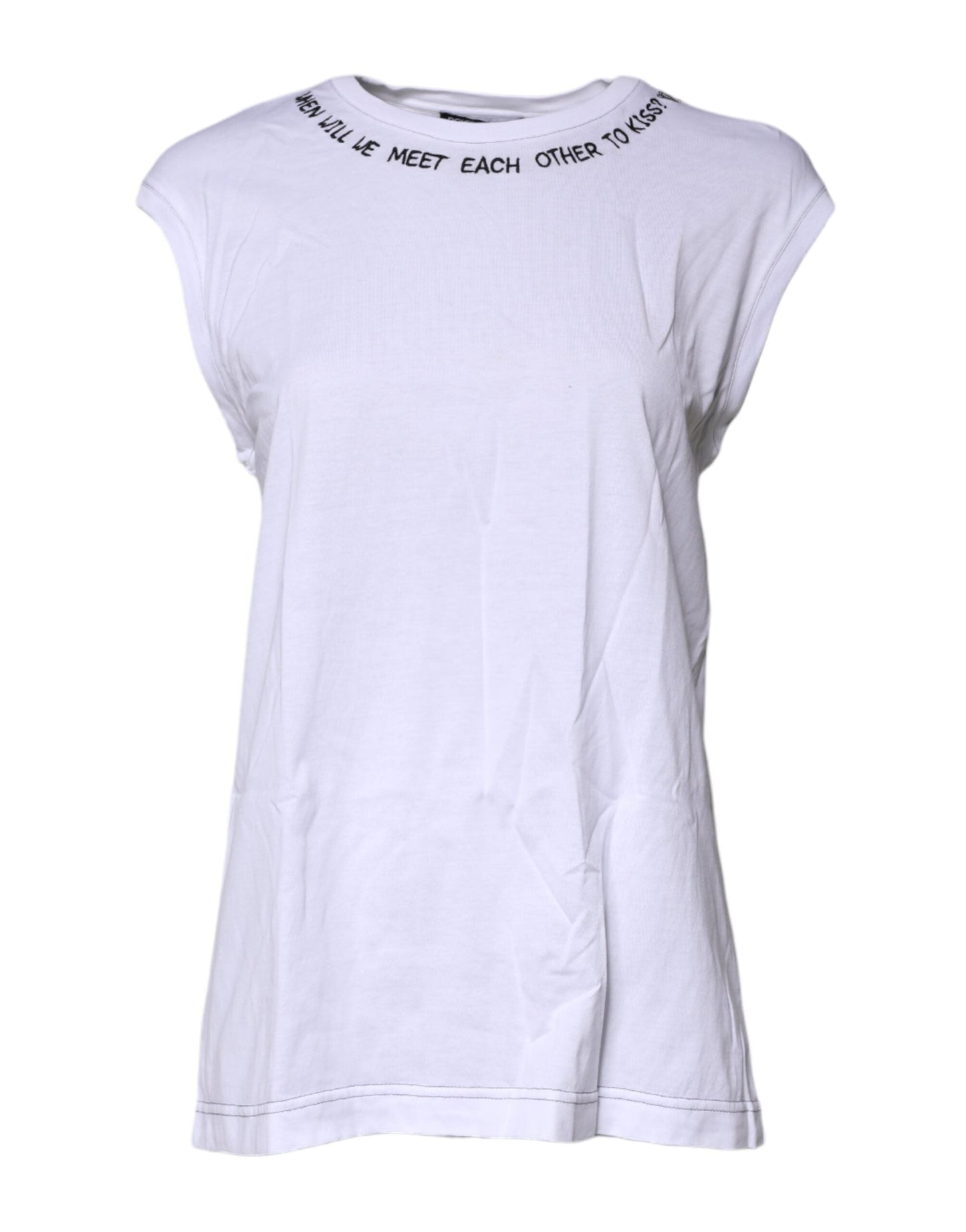 Dolce & Gabbana White Cotton Sleeveless Printed Tank Women's T-shirt ()