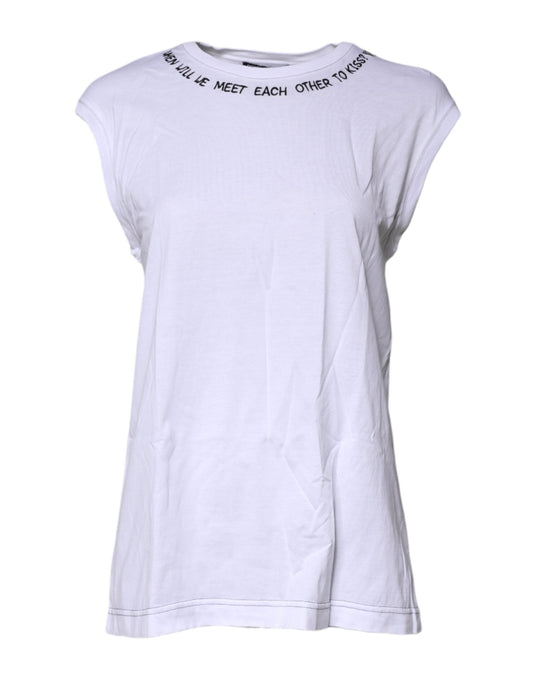 Dolce & Gabbana White Cotton Sleeveless Printed Tank Women's T-shirt ()