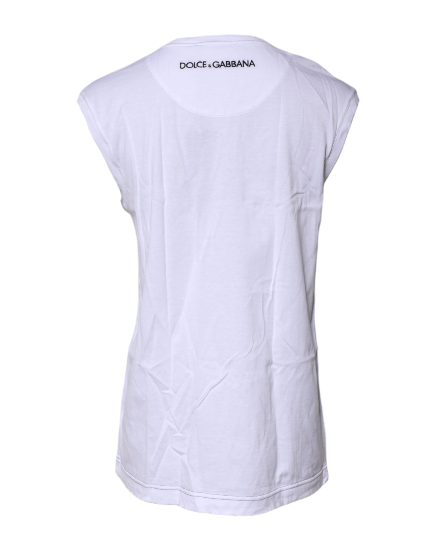 Dolce & Gabbana White Cotton Sleeveless Printed Tank Women's T-shirt ()