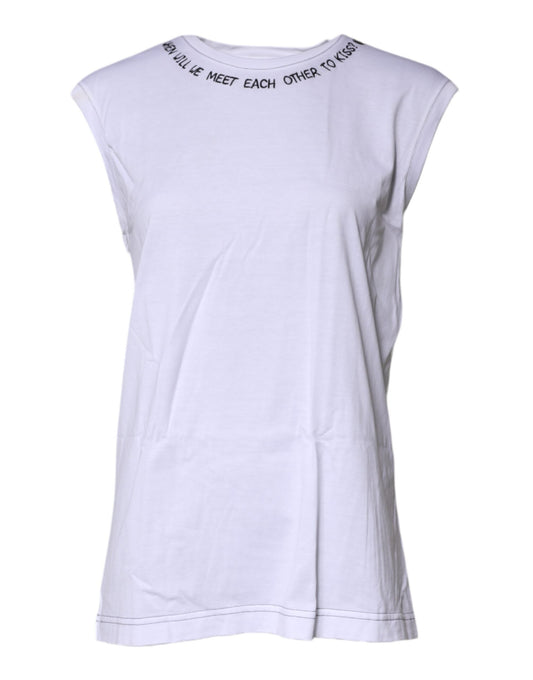 Dolce & Gabbana White Cotton Sleeveless Printed Tank Women's T-shirt ()