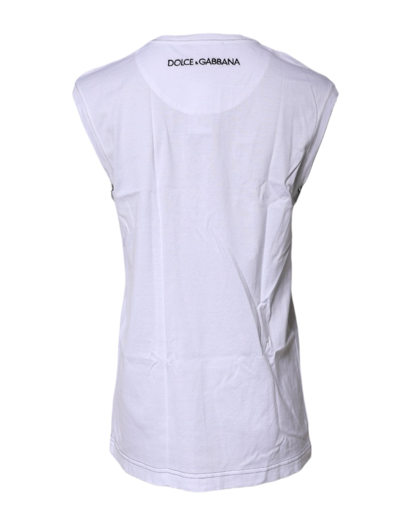 Dolce & Gabbana White Cotton Sleeveless Printed Tank Women's T-shirt ()