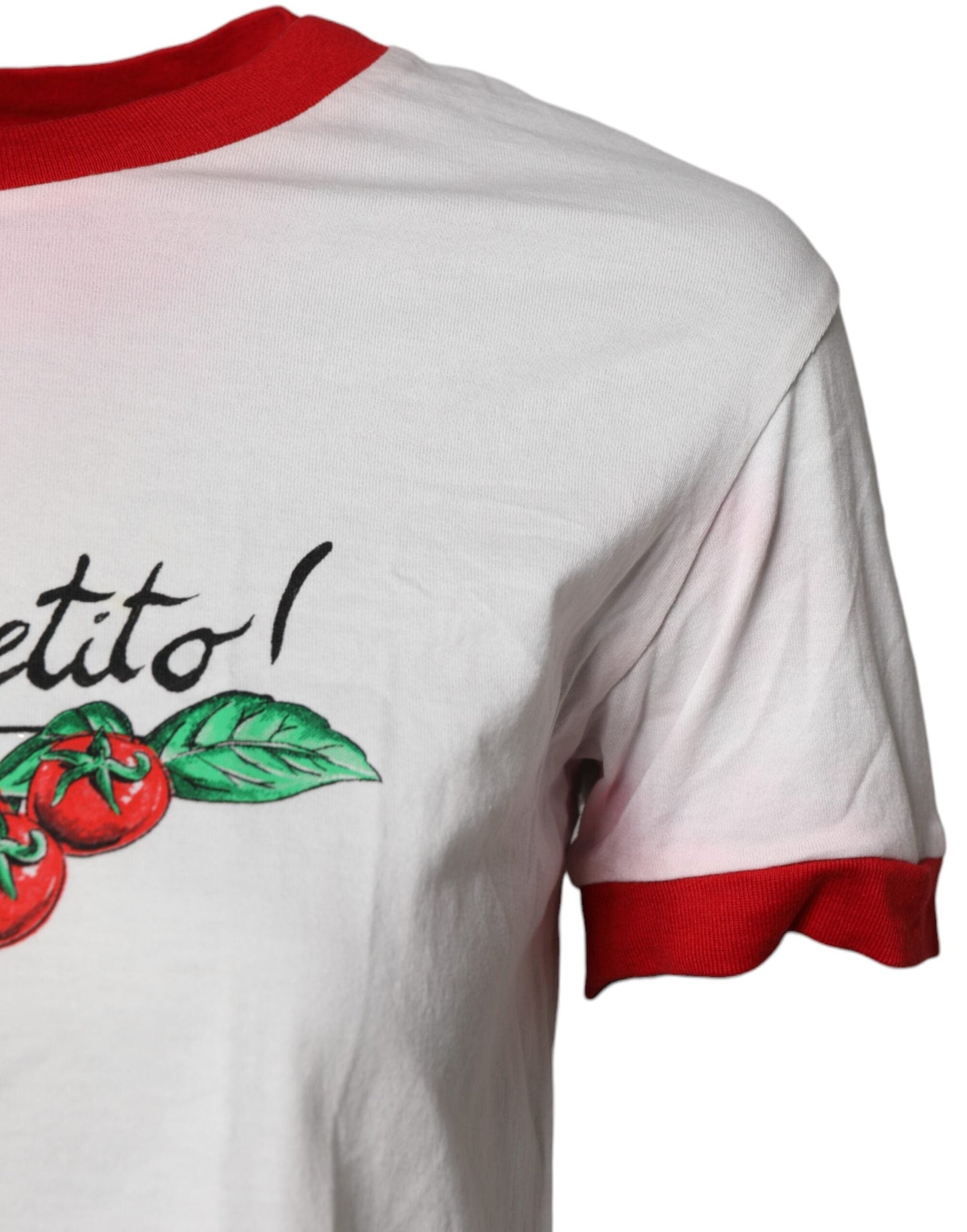 Dolce & Gabbana White Printed Round Neck Cropped Top Women's T-shirt ()