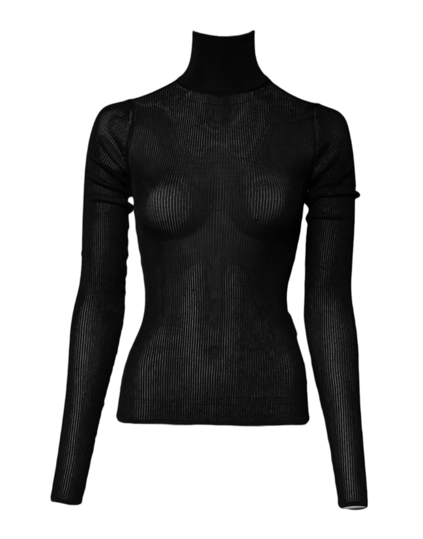 Dolce & Gabbana Black Knit Long Sleeves Turtleneck Slim Women's Top ()