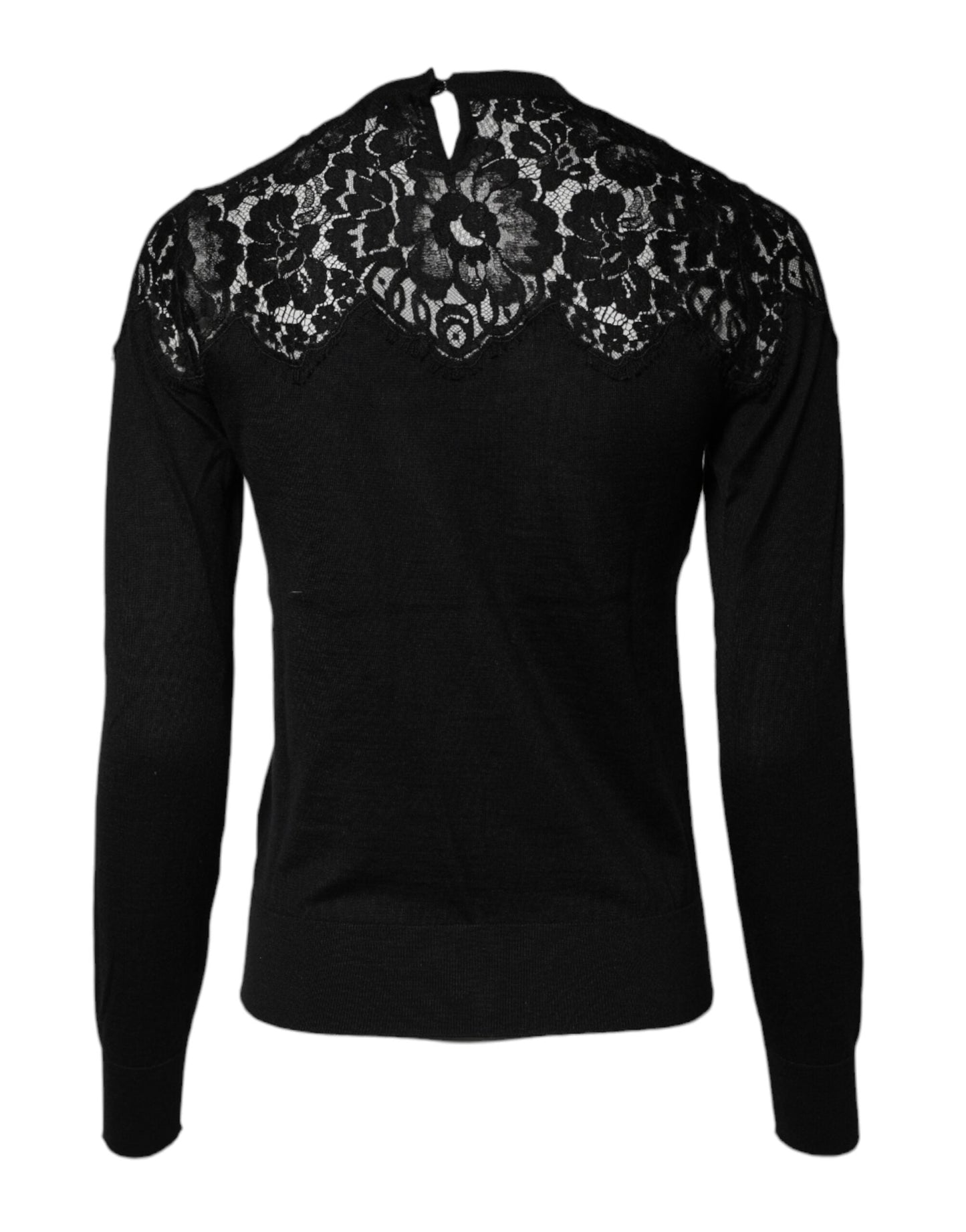 Dolce & Gabbana Black Floral Lace Long Sleeves Blouse Women's Top