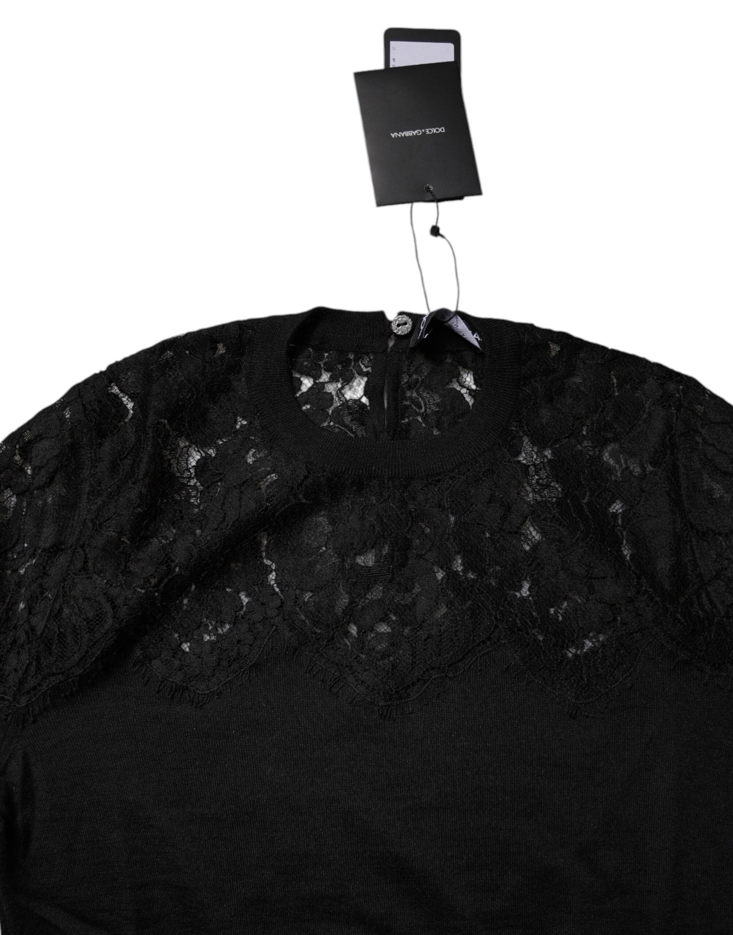 Dolce & Gabbana Black Floral Lace Long Sleeves Blouse Women's Top
