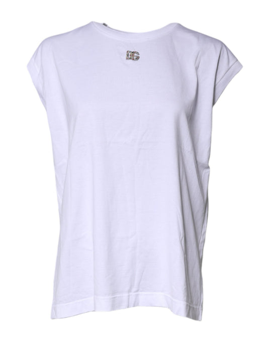 Dolce & Gabbana White Cotton Sleeveless Round Neck Tank Women's Top ()