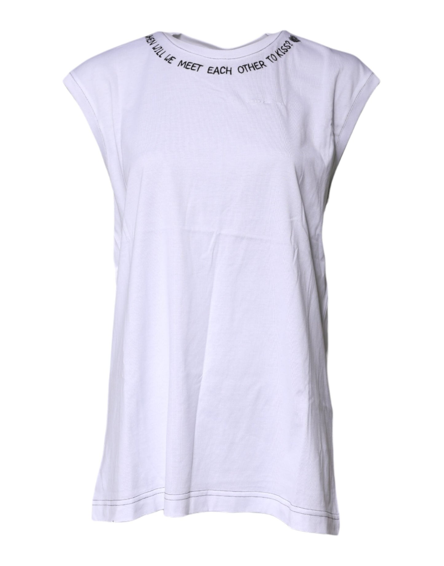 Dolce & Gabbana White Cotton Sleeveless Printed Tank Women's T-shirt ()
