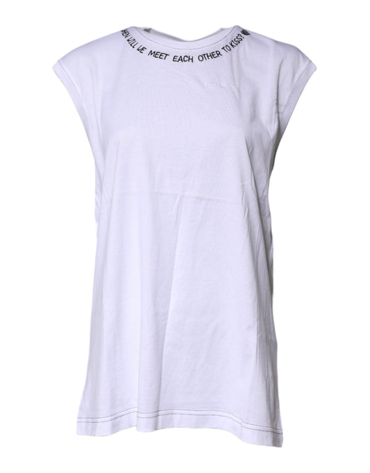 Dolce & Gabbana White Cotton Sleeveless Printed Tank Women's T-shirt ()