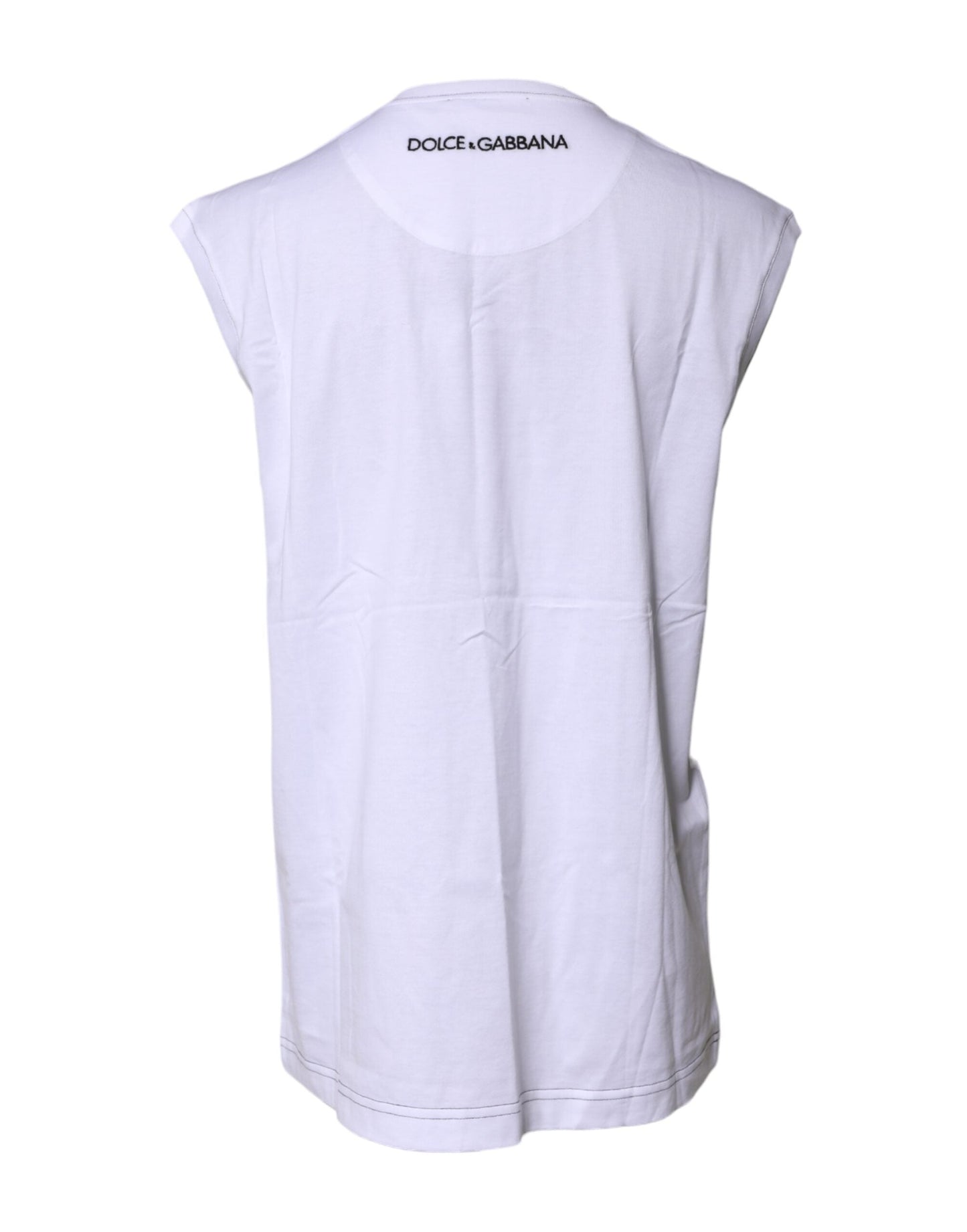 Dolce & Gabbana White Cotton Sleeveless Printed Tank Women's T-shirt ()