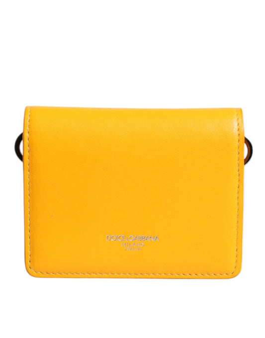 Dolce & Gabbana Yellow Leather Bifold Card Holder Crossbody Men's Bag ()