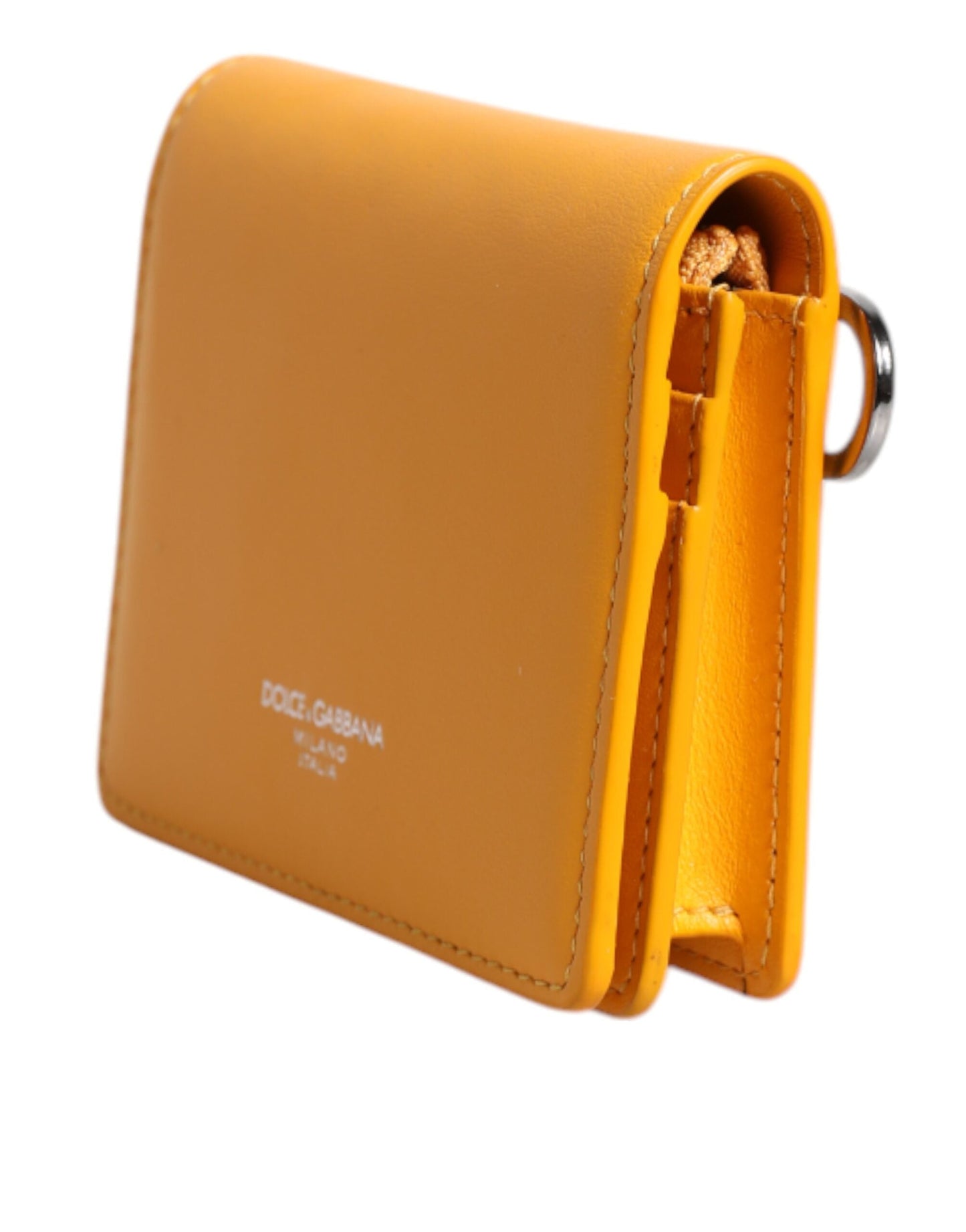 Dolce & Gabbana Yellow Leather Bifold Card Holder Crossbody Men's Bag ()