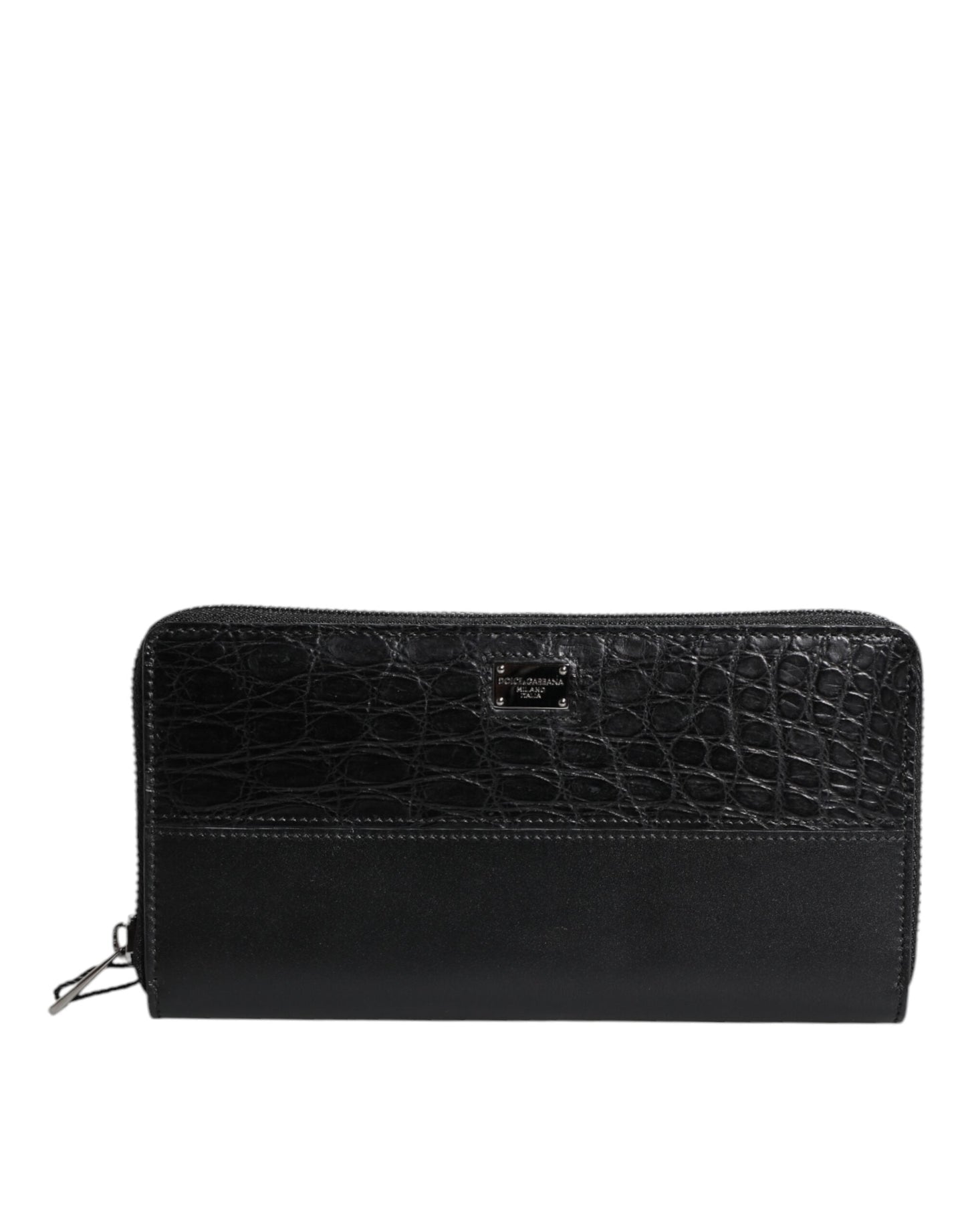 Dolce & Gabbana Black Leather Logo Plaque Zip Around Continental Men's Wallet ()