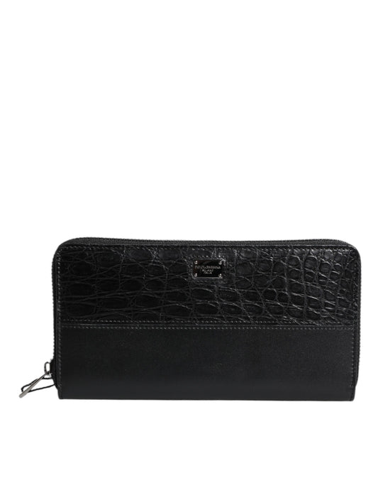 Dolce & Gabbana Black Leather Logo Plaque Zip Around Continental Men's Wallet ()
