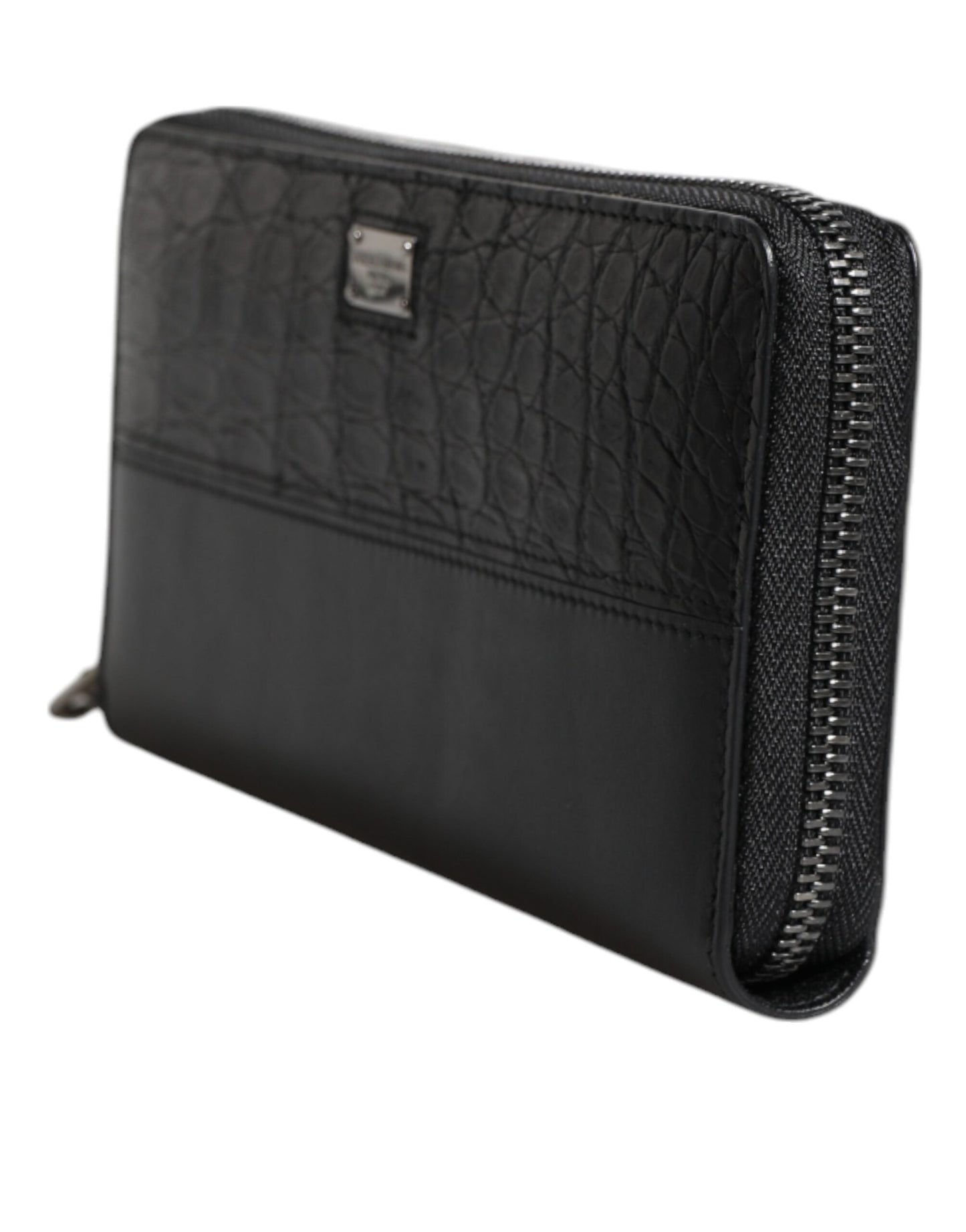 Dolce & Gabbana Black Leather Logo Plaque Zip Around Continental Men's Wallet ()