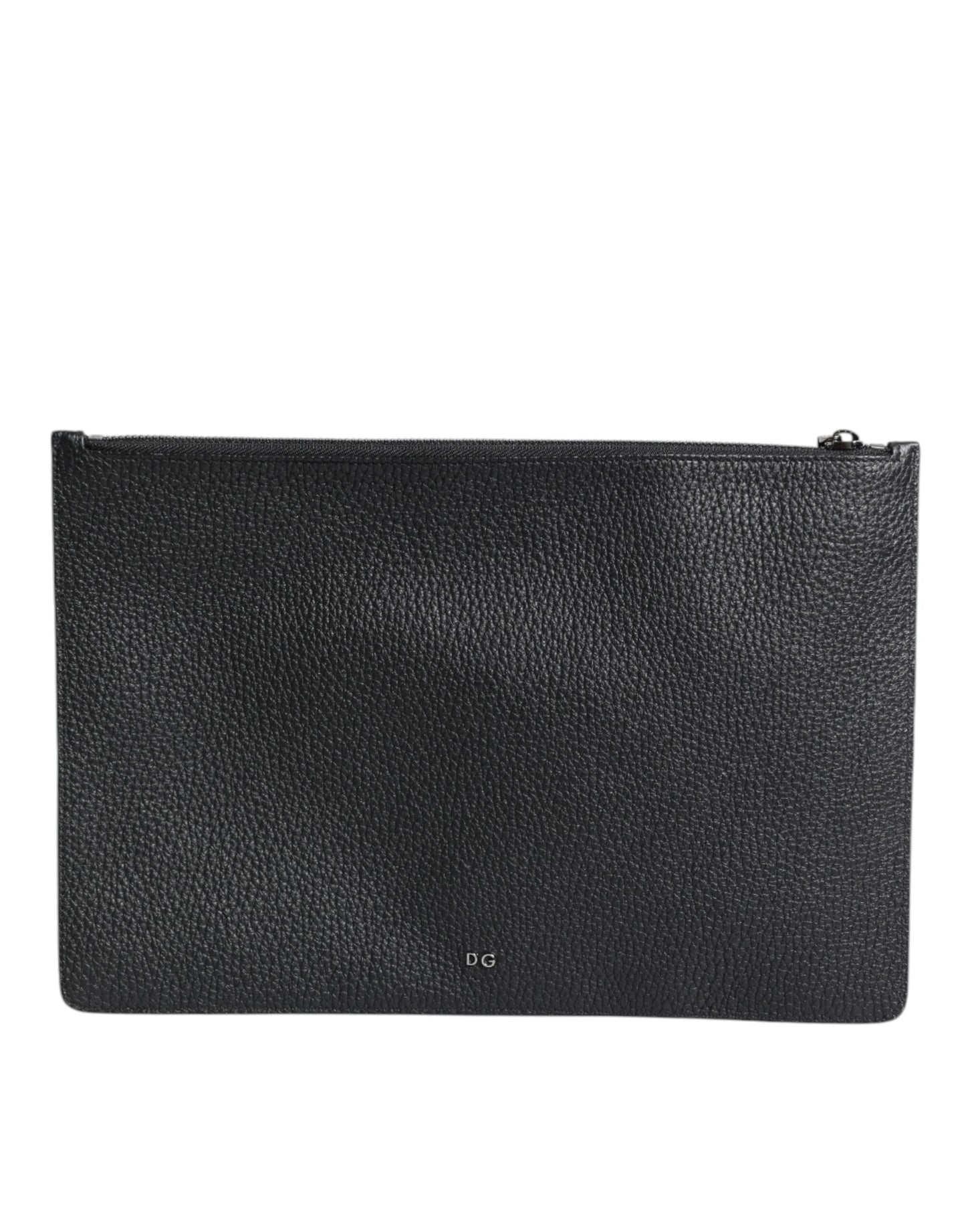 Dolce & Gabbana Black Calfskin Crown Embellished Clutch Pouch Men's Bag