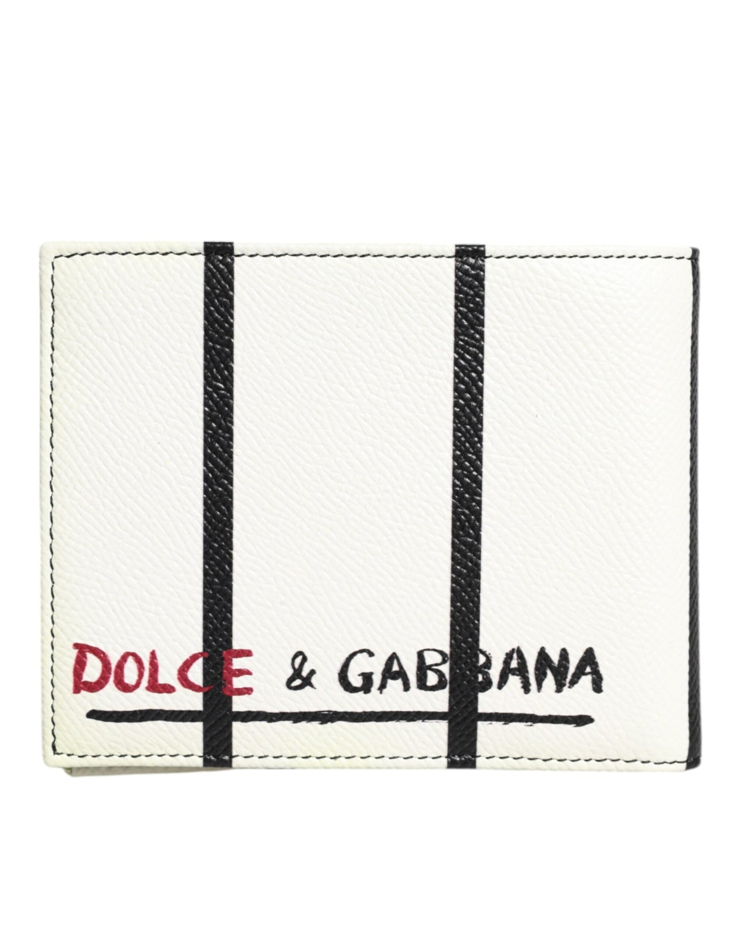 Dolce & Gabbana White Leather DG Crown Royals Bifold Card Holder Men's Wallet ()