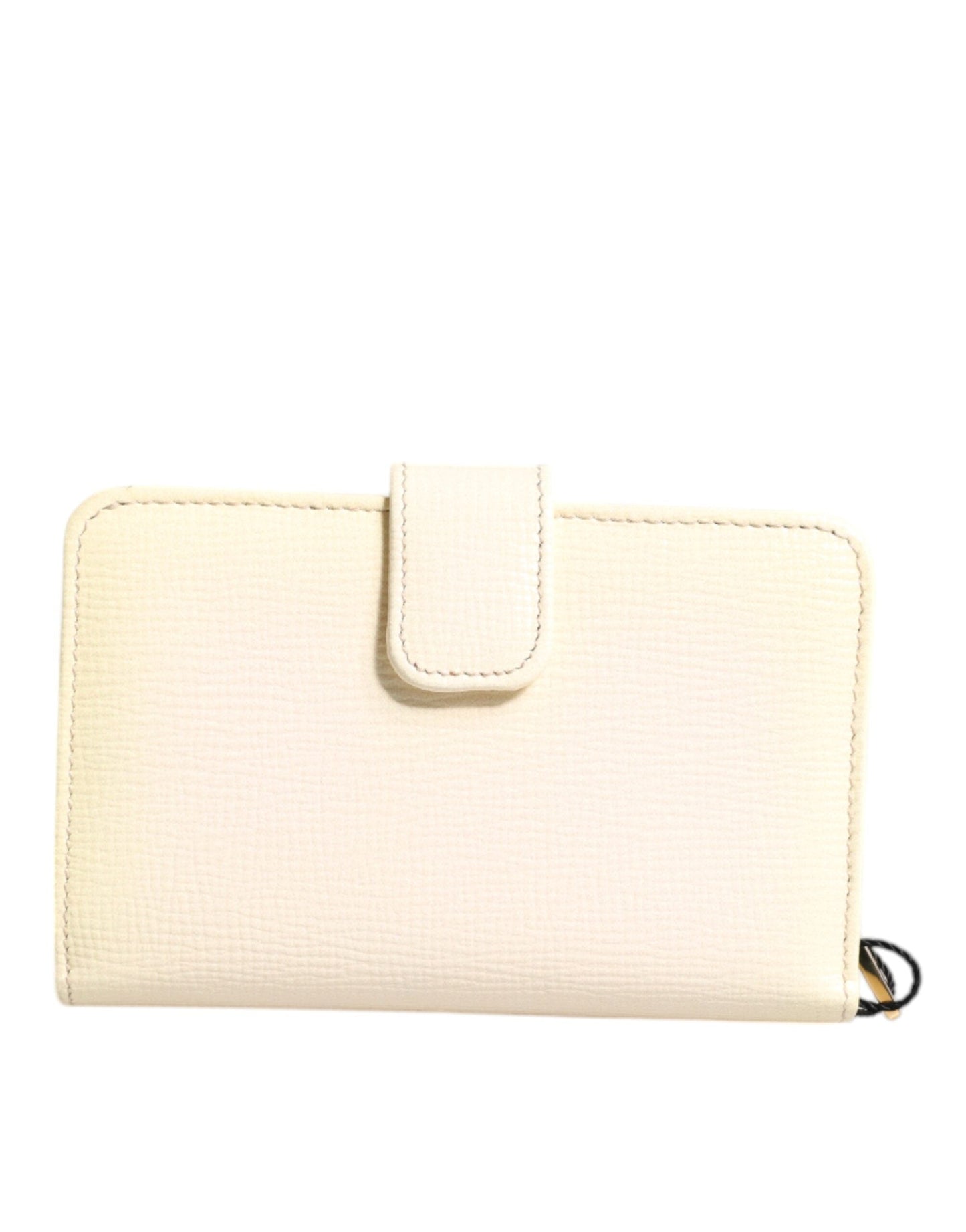 Dolce & Gabbana Ivory Calf Leather Compact Logo Plaque Card Holder Women's Wallet ()