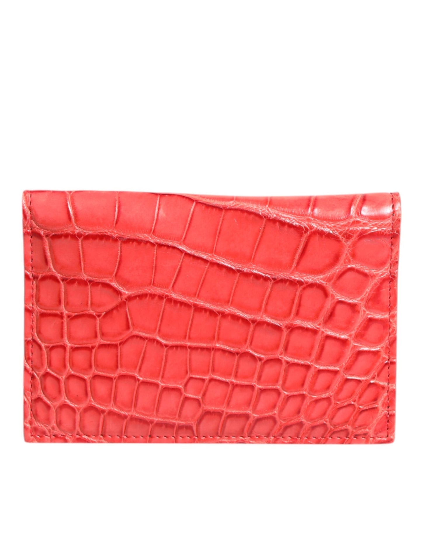 Dolce & Gabbana Red Exotic Leather Logo Plaque Card Holder Women's Wallet ()