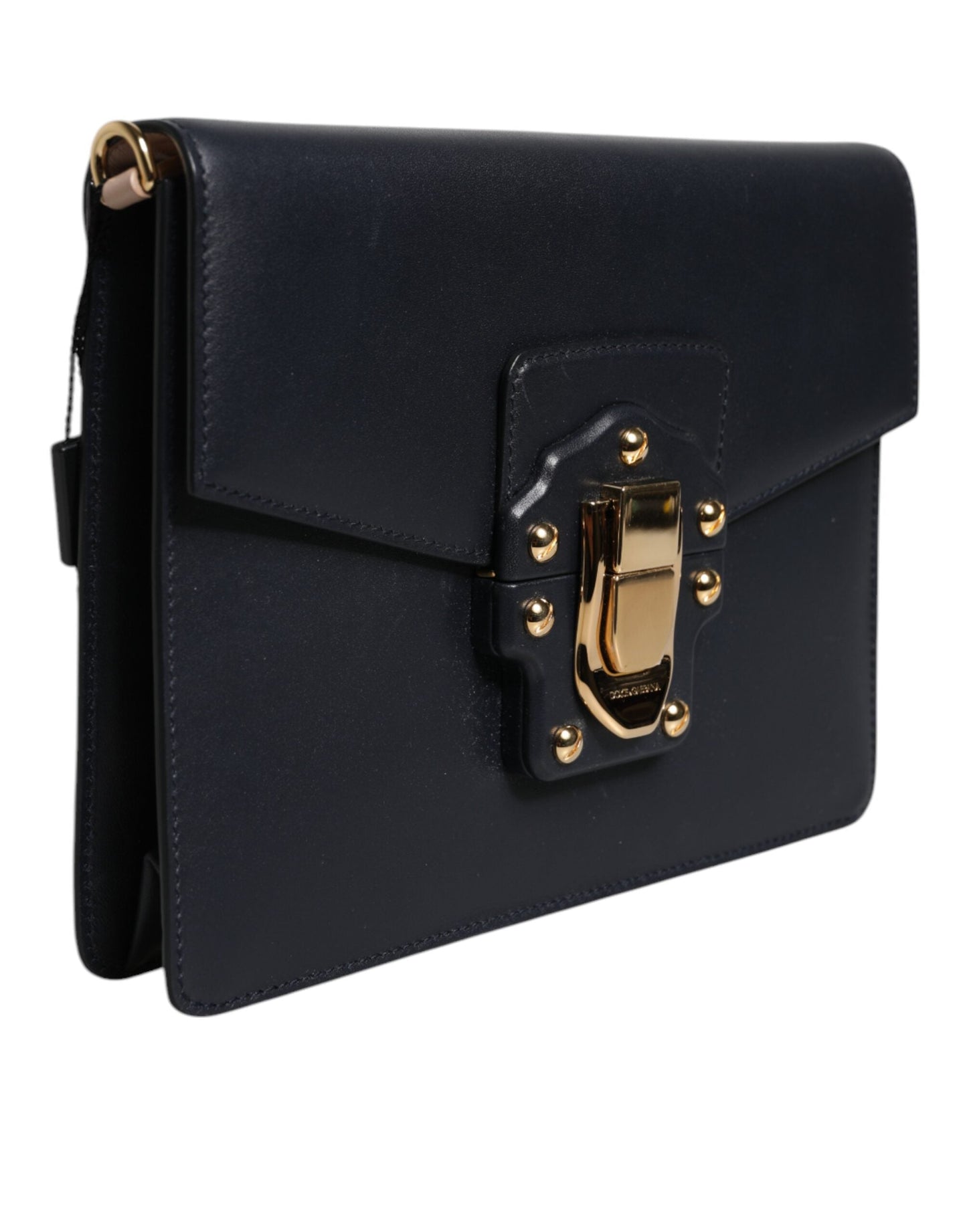 Dolce & Gabbana Black Leather Logo Gold Crossbody Purse Women's Bag ()