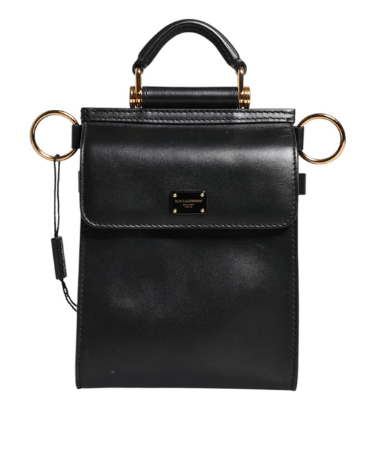 Dolce & Gabbana Black Calfskin Leather Logo Plaque Mini Women's Bag ()