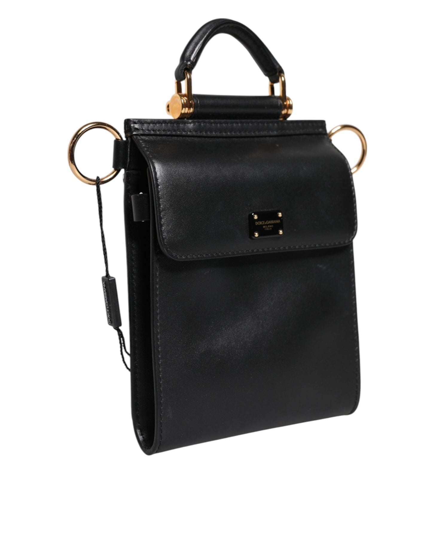 Dolce & Gabbana Black Calfskin Leather Logo Plaque Mini Women's Bag ()