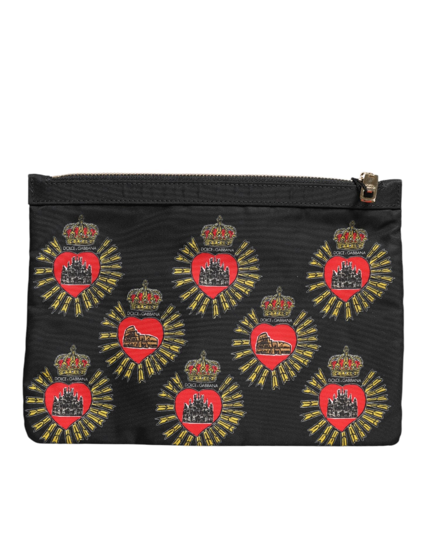 Dolce & Gabbana Black Red Nylon Sacred Heart Clutch Pouch Women's Bag