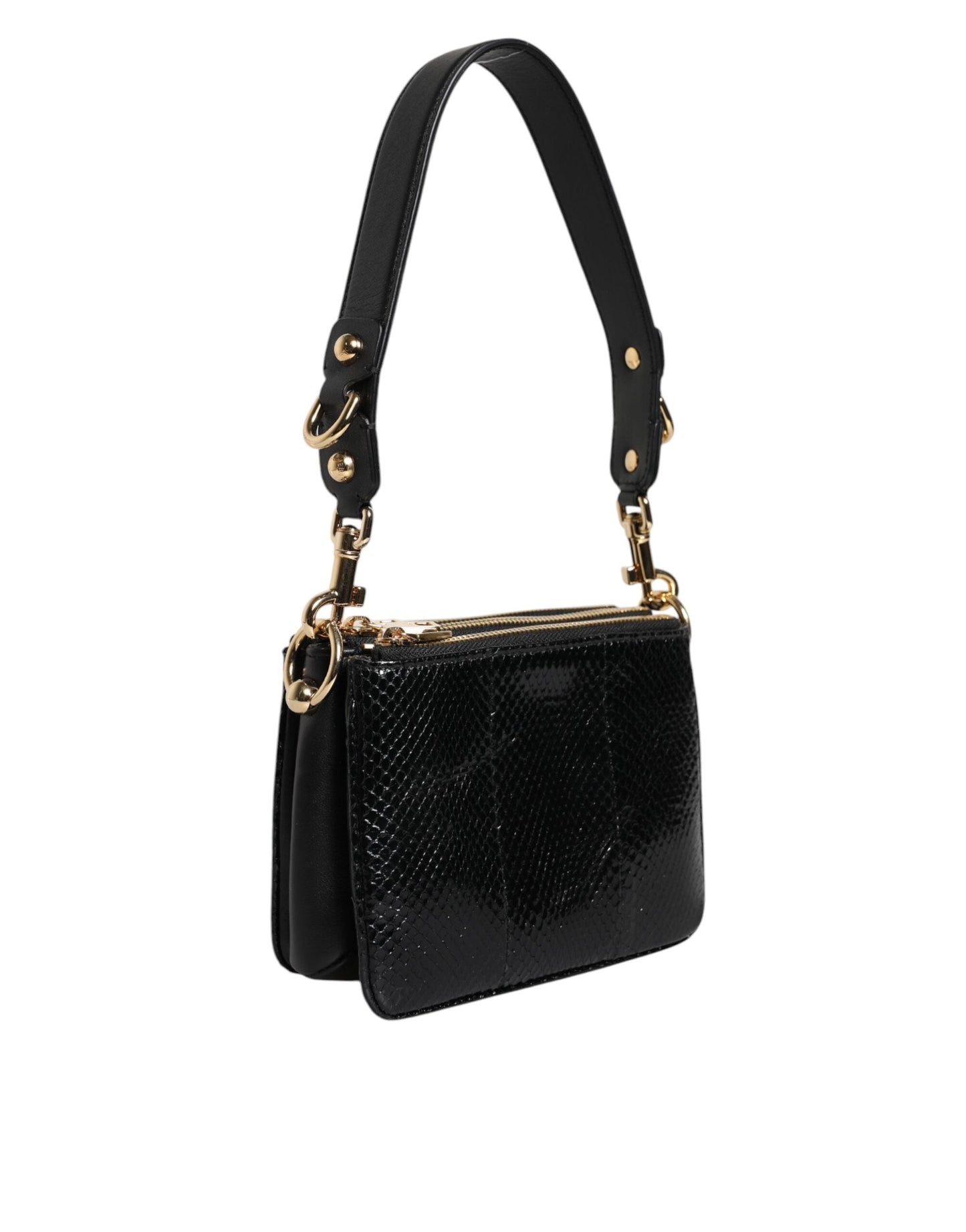 Dolce & Gabbana Black Exotic Leather Shoulder Sling Clutch Women's Bag