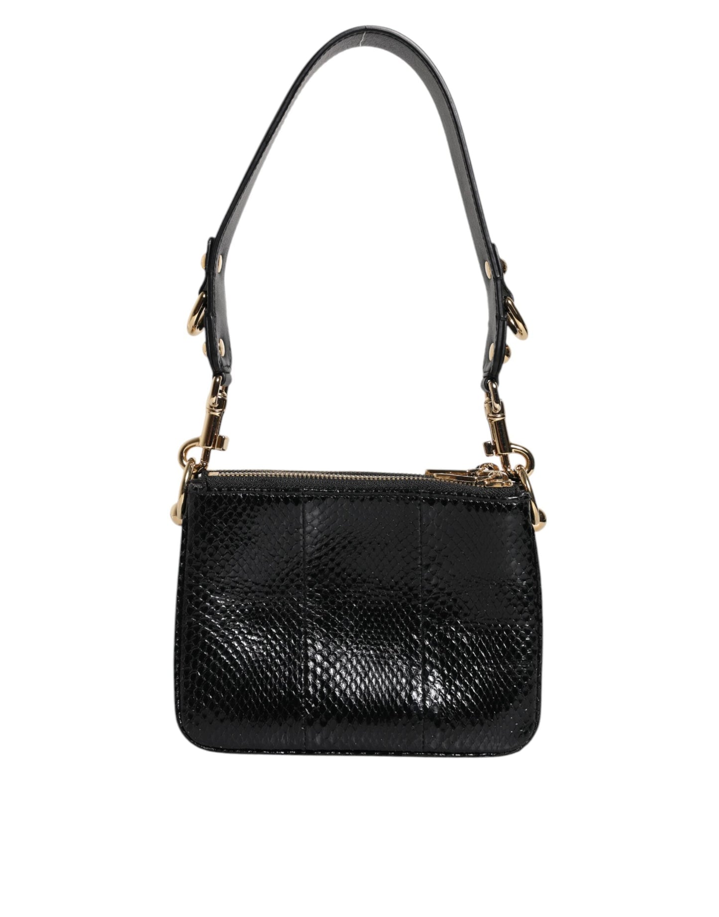 Dolce & Gabbana Black Exotic Leather Shoulder Sling Clutch Women's Bag