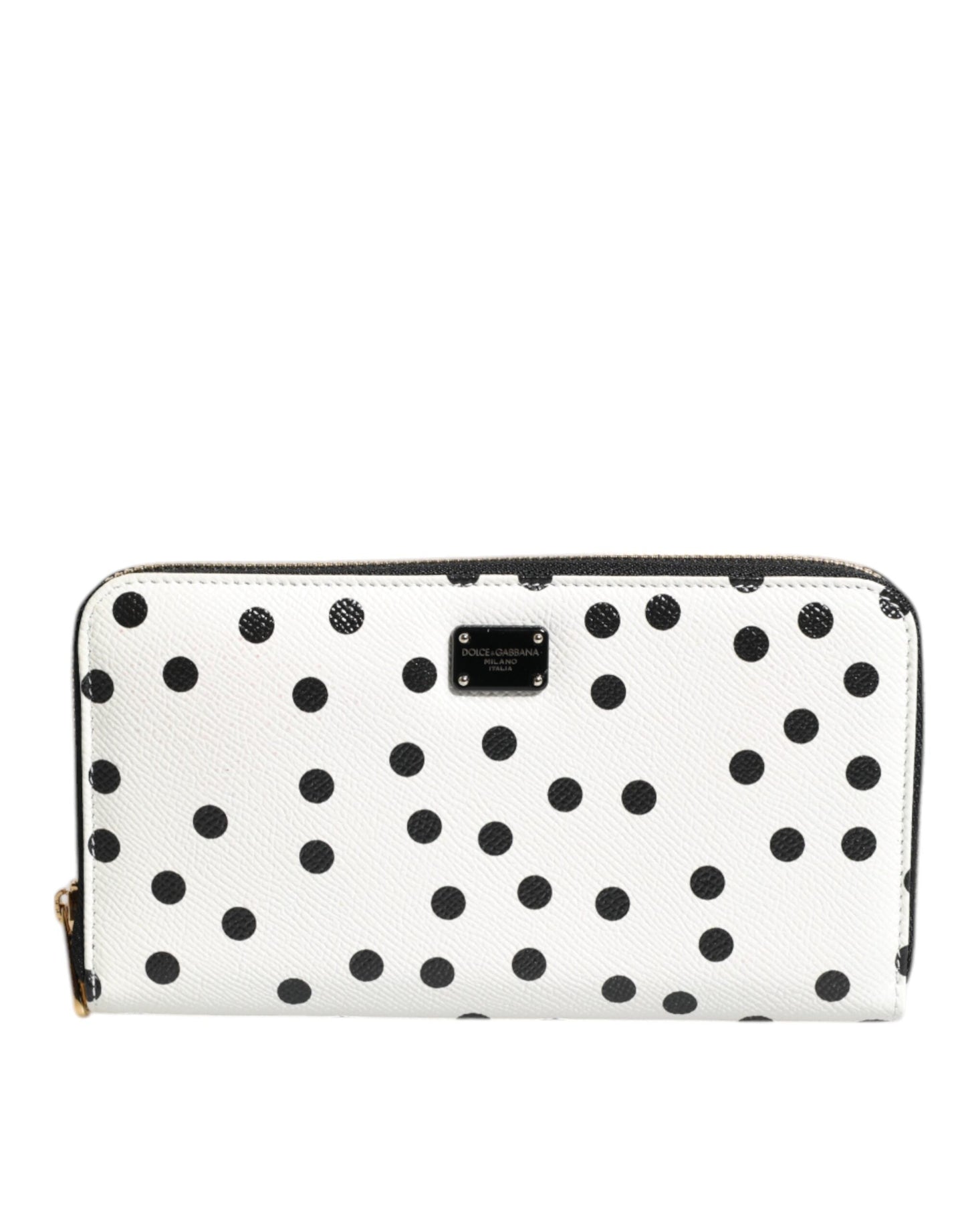 Dolce & Gabbana White Black Striped Leather Zip Around Continental Women's Wallet ()